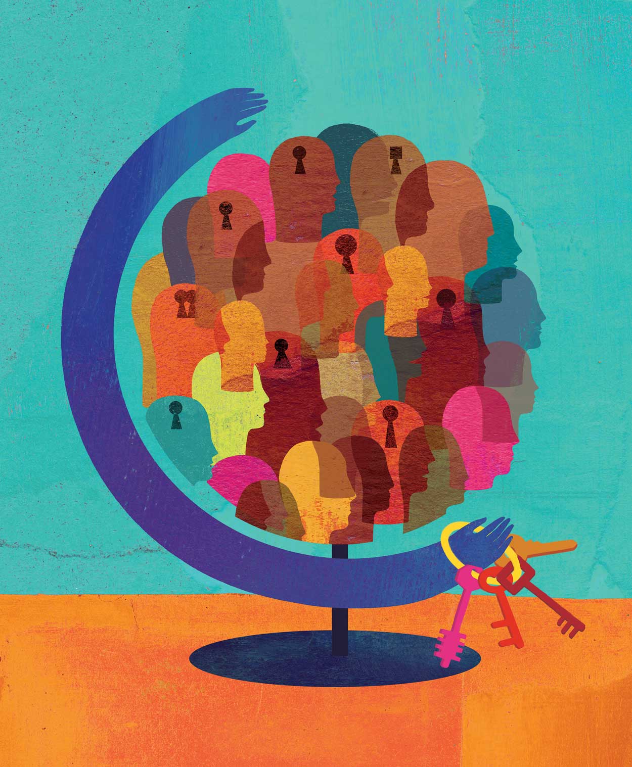 graphic of globe made up of heads