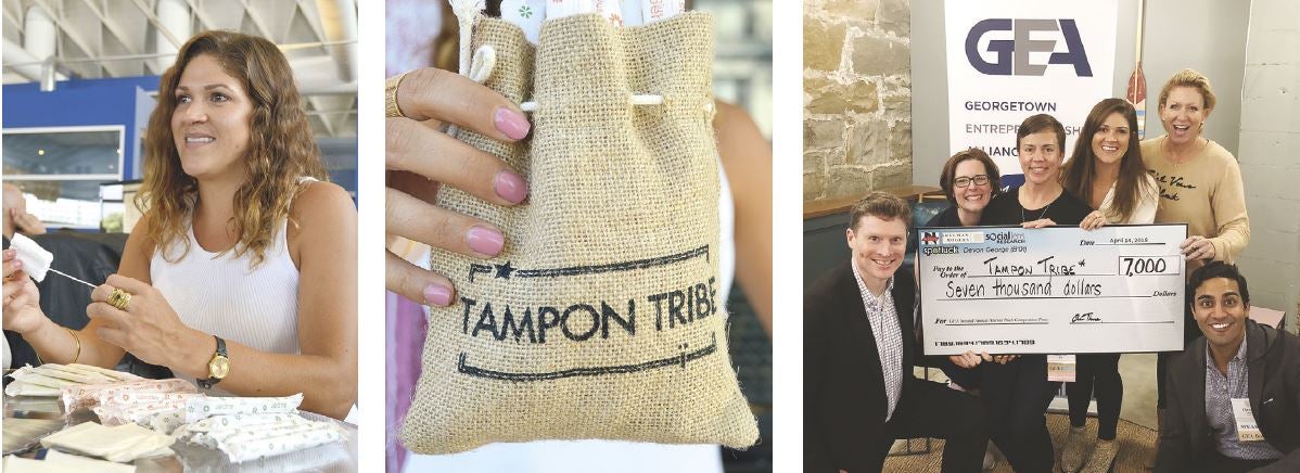 Tampon Tribe, started by Giana Korth (B’10), won the $7,000 prize at the Alumni Pitch Competition during John Carroll Weekend 2018.