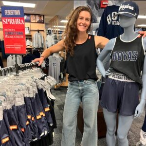 marina paul at bookstore with her merch
