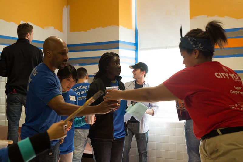 Veterans lend a hand at the City Year Project.